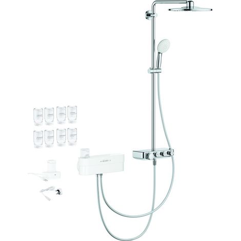 Grohe Euphoria Purefoam Thermostat-Duschsystem, Wandmontage, Purefoam Weiß, Kinuami Körperseifen-Starterset, Chrom, 1058130000 (1/3)