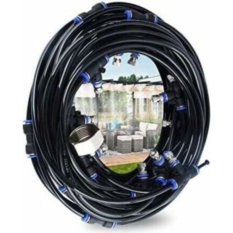 Brumisateur Exterieur,Systme de Brumisation,10M Brumisateur Terrasse avec 9 Buse Brumisateur +1 Buses de Rechange+1Adaptateur (en Laiton, 3/4\"),Brumisateur pour Patio Jardin Serre Trampoline (1/4)