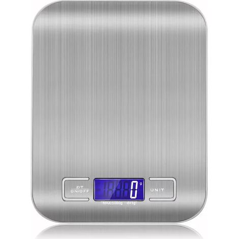 Balance de cuisine numérique avec affichage LED, capacité de 10 kg et 5 kg/1 g, panneau en acier inoxydable, idéale pour peser des bijoux.