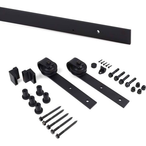 Kit de quincaillerie pour porte coulissante suspendue en bois Barn Sans fermeture amortie (1/5)