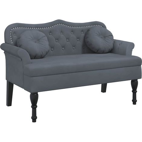 vidaXL Banco con cojines de terciopelo gris oscuro 120,5x65x75 cm (1/2)