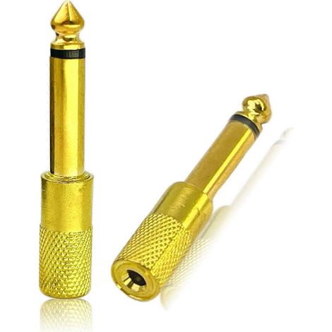 Adaptateur audio 1/4" vers 1/8" et connecteurs d'amplificateur de casque plaqués or 6,35 mm mâle vers 3,5 mm femelle (lot de 2) (1/5)