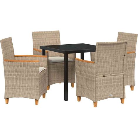 Garden Dining Set 5 pcs Beige Poly Rattan vidaXL (1/5)