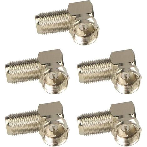 Adaptateur F coudé 90° F vers F Femelle, pour Antenne et Satellite raccord compact pour câble coaxial, compatible antenne, satellite, coaxial (1/2)