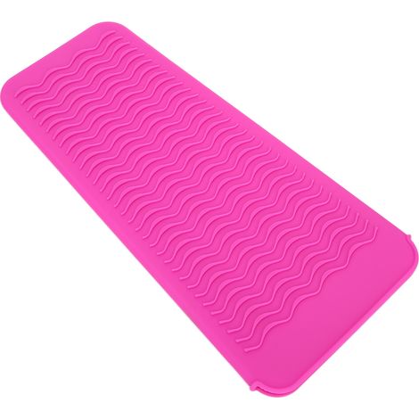 Pochette de protection en silicone pour lisseur à cheveux résistant à la chaleur, tapis antidérapant pour voyage (rose rouge) (1/5)