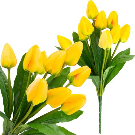 CV26813-2 Großer Tulpenstrauß mit 9 künstlichen Tulpen, gelb (1/5)