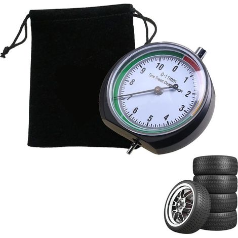 1 PCS Jauge de Profondeur de Bande de Roulement de Pneu,Jauge Profondeur Pneu,Outil de Mesure Profondeur,0-11mm/0-0.43pouces,Diametre du cadran 44mm (1,7pouces),Manomètre pour Voiture,Camion,Vélo,Moto (1/5)
