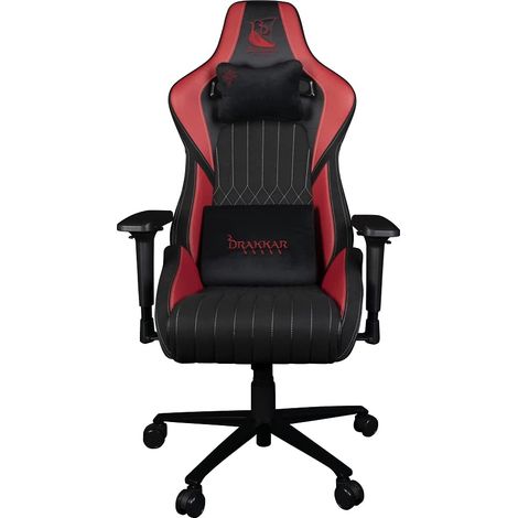 Chaise de Bureau Gaming Hel - Inclinaison siège 150° - Cuir polyuréthane Lisse - Noir et Rouge (1/5)