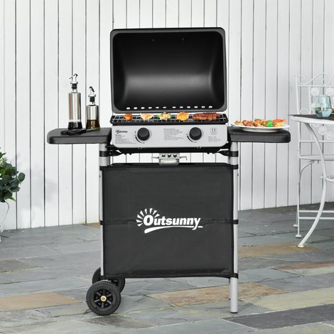 Barbecue à gaz avec couvercle, brûleurs de 5,6 kW, barbecue et roulettes, 104 x 49 x 99 cm (1/5)