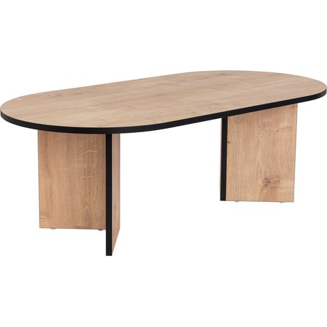 Elegante mesa de centro, roble zafiro y negro, 119 x 40 x 60 cm Tablero de partículas 100% melaminado, 18 mm de grosor Diseño moderno para el salón (1/5)