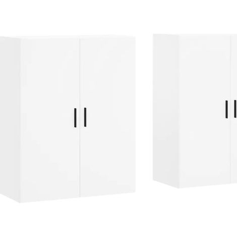 Set di 2 pratici pensili da parete di design 69,5 x 34 x 90 cm in legno composito bianco 020055368