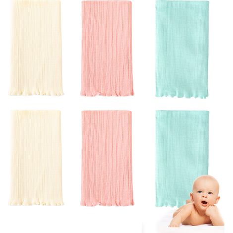 6 pièces tour de ventre bébé, coton pur, 24 x 17 cm, pour nourrissons 0-4 ans (1/5)