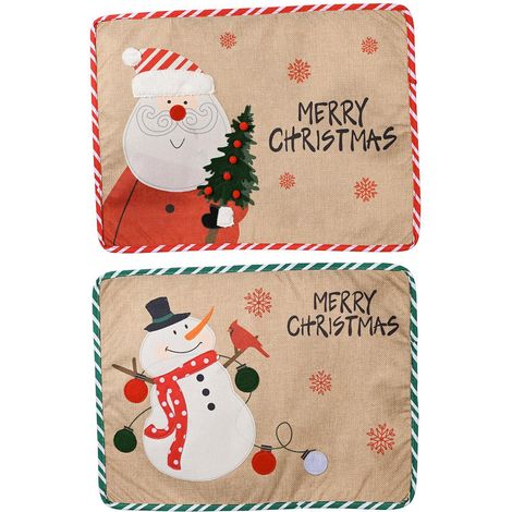 nappes Noël en forme bonhomme neige avec broderie créative lot de 2 (1/4)