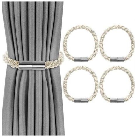 Stück (Beige) Vorhang-Raffhalter, Magnetische Vorhang-Raffhalter, Geflochtene Magnetschnalle für Vorhänge, Home-Office-Dekoration FLITI