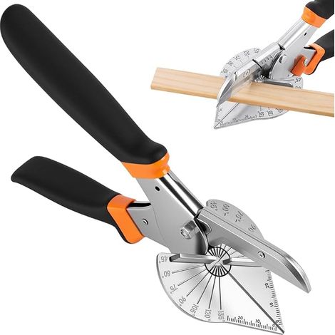 Cisailles à Angle, Cisaille À Onglet À Angle 45 °-135 °, Ciseaux à Goulotte Multifonction avec 2 Lames de Rechange, Outil de Coupe Quart de Rond,pour couper Le Bois Tendre, le Plastique, le PVC (1/5)