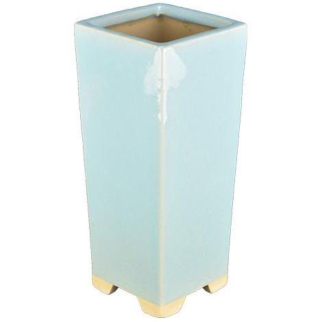Vaso per bonsai quadrato (stile a cascata) in gres smaltato azzurro turchese 7,5x7,5x20,5 cm - YM10 (1/3)