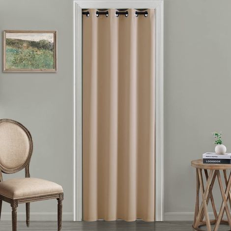 Rideaux de Porte coulissante - 203,2 cm de Long - Panneau de Rideau Simple - Isolation Thermique - pour Chambre à Coucher, fenêtre, Salle de Bain, Porte - 106 x 203 cm - Beige Neutre (1/5)