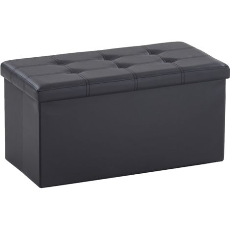 Glänzender faltbarer Aufbewahrungs-Fußhocker 763838 cm Schwarz (1/5)