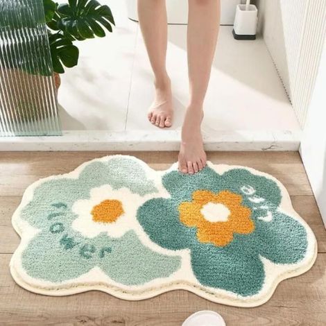 Tapis De Bain Antidérapant En Microfibre, 50x80 Cm, Motif Floral 3D, Absorbant, Lavable En Machine Pour Salle De Bain (1/5)
