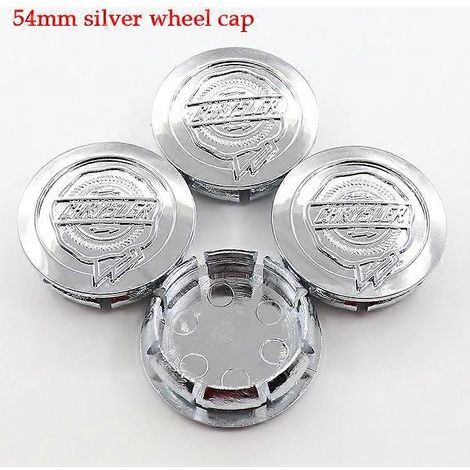 Quatre emblèmes de cache-moyeu de roue, compatibles avec les emblèmes de cache-moyeu de roue Chrysler de 54 mm.