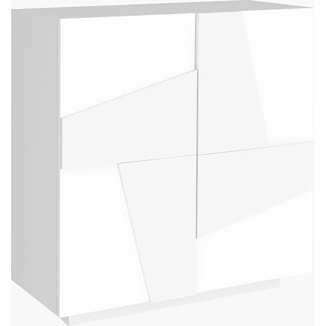 Scarpiera 2 Ante Battenti 81,2x39,2x86 cm Ping Bianco Lucido (1/5)