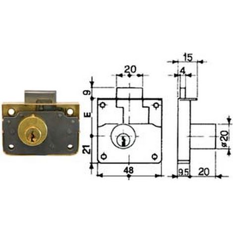 1PZ SERRATURA DA APPLICARE 1/2 SCATOLA CON CILINDRO UNA MANDATA - mm.25