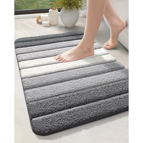 Bath Mat Bathroom Rug Absorbent Non-Slip Washable Shower Floor Mats Small Carpet 16"x24", Gray (1/5)