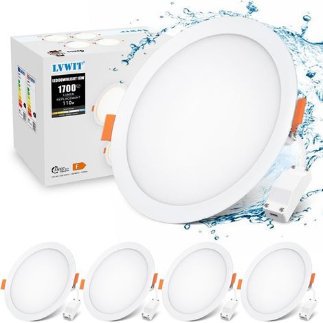 Spot LED Encastrable Extra Plat,16W équivalent à 110W,Spots LED Plafond 1700LM,3000K Blanc Chaud 4000K Blanc Neutre 6500K Blanc Froid,Spot LED pour Salle de Bain Cuisine Salon Couloir,Lot de 4 (1/5)