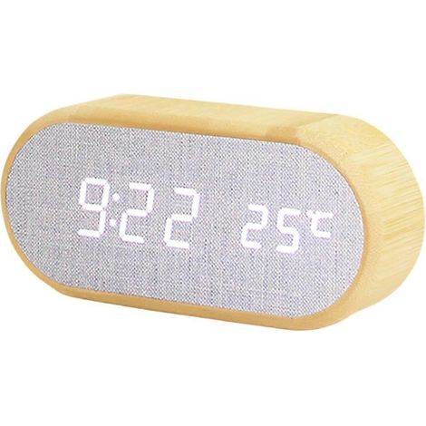 Réveil numérique avec affichage de la température, horloge de bureau en bois, idéale pour la décoration de la chambre et du bureau, en bambou, par Nedydon. (1/5)