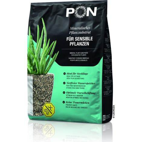 Lechuza – Substrat minéral PON BASICPON – Sans tourbe, non pré-fertilisé, 12 litres