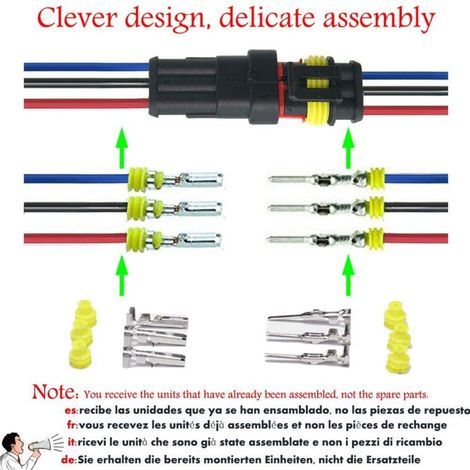 Connecteur étanche 3 broches – Câble 16 AWG pour connexions marines et automobiles – Lot de 5 unités – Installation facile par soudure (1/2)