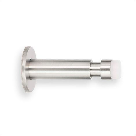 EVI HERRAJES Fermaporta da parete regolabile, installazione adesiva o con striscia fondo (Acciaio Inossidabile - Silicone Bianco) (1/5)