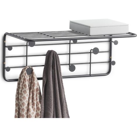 Zeller Wandgarderobe, Metall, schwarz, ca. 51,4 x 24 x 21 cm  - ZELLER