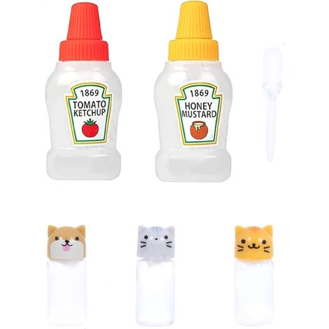 Bouteilles en plastique mini bento sauce soja, flacons pressants pour vinaigrette, contenants de sauce portables (1/5)