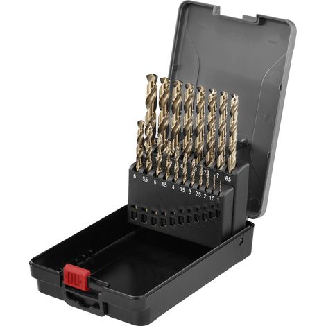 TOOLCRAFT TO-9913155 HSSE-Co 5 Jeu de forets pour le métal 19 pièces 1.0 – 10.0 mm tige cylindrique 1 set Y712633 (1/4)