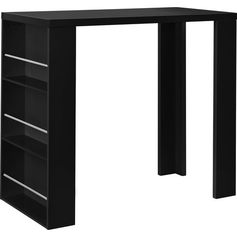 Mesa de bar elegante con superficies de almacenamiento mesa de bistro con 3 estantes tablero de partículas 117 x 57 x 107 cm negro 030006222