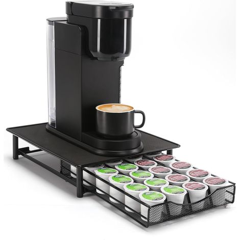 Porte Capsules,Support Capsules de café Compatible pour Dolce Gusto,Tiroir Rangement Capsules de Café pour 24 Capsules,Distributeur/Organisateur Capsules en Métal avec Surface Anti-Vibration (1/5)