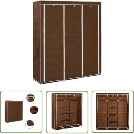 The Living Store Kleiderschrank mit Fächern und Stangen Braun 150x45x175cm Stoff - Kleiderschrank - Wandhängend - Stauraum - Textil - Braun (1/5)
