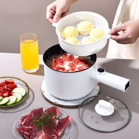 Marmite Électrique Mini 1,5L Multifonctionnel à 2 Vitesses Antiadhérent pour Cuisine étudiante