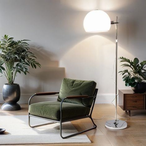 Stehleuchte Wohnzimmer Leselampe Chrom Weiß Bauhaus