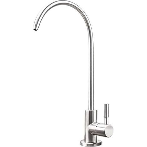 Robinet d\'eau potable pour évier de cuisine, robinet de filtre à eau pour système d\'osmose inverse ou de filtration d\'eau, en acier inoxydable (1/4)