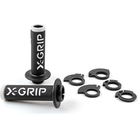 Puños X-grip Lock-On para motocross, blancos, con orificio