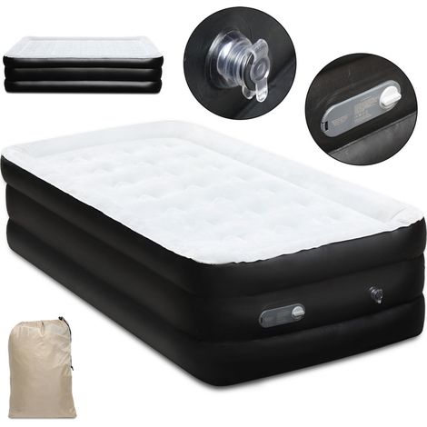 Jiubiaz Luftmatratze mit Integrierter Elektrischer Pumpe, Luftbett Selbstaufblasend, Premium-Gästebett, Aufblasbare Matratze für Camping oder 190×100×46 cm