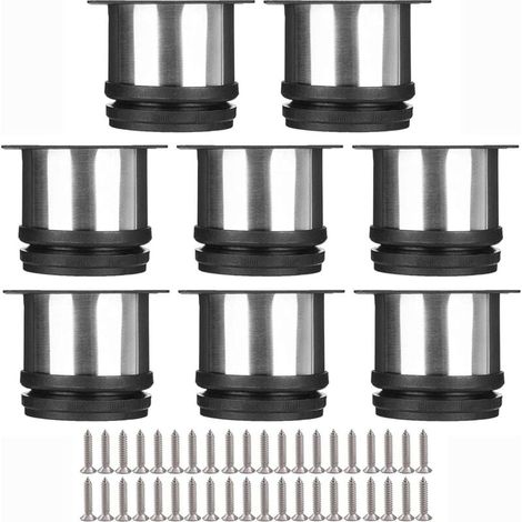 Selected Lot de 8 Pieds de Meubles, Pied Cuisine Réglables Ø 50 mm/Hauteur 50 mm Ronds Métal Acier Inoxydable Canapé Jambe (1/4)