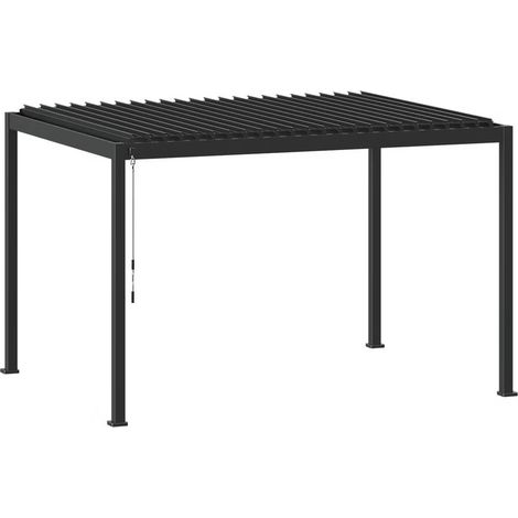 Hesperide – Pergola bioclimatique 4 x 3 m – Aluminium graphite – Lames orientables manuelles – Évacuation intégrée pour pluie (1/5)