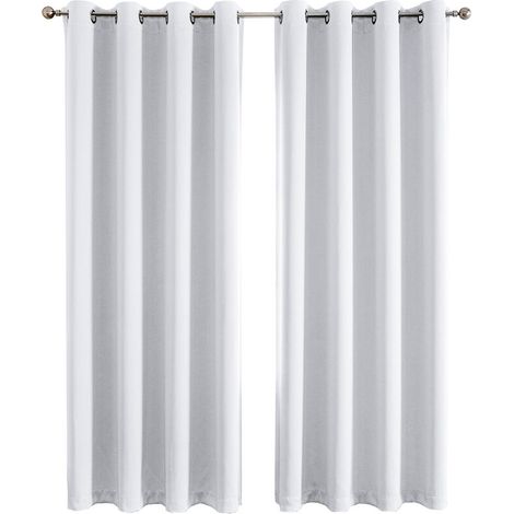 Lot de 2 Rideaux Occultants Isolant Thermique Anti Froid, Rideaux pour Salon et Chambre,Design Moderne à Oeillets, 140 sur 240 cm, blanc (1/5)