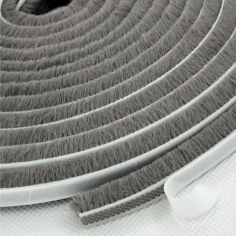 Spazzola per guarnizioni di finestre/porte scorrevoli, lato telaio (10 m x 2,9 cm di supporto x 2,9 cm di spazzola, grigia) (1/5)