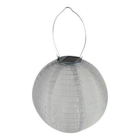 Perel Farol solar de jardín, blanco, Ø 25 cm, para veladas encantadoras (1/2)