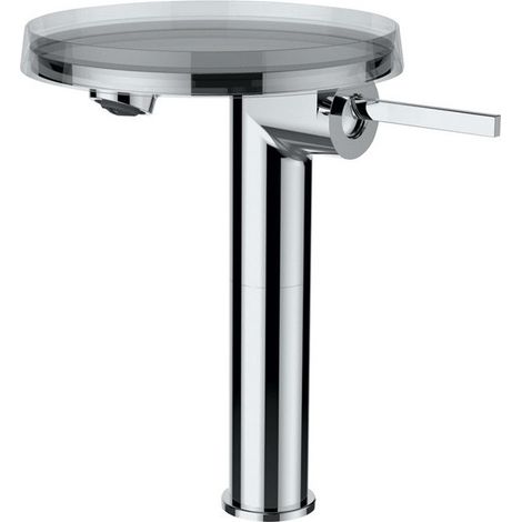 Mitigeur monocommande colonne KARTELL avec disque décoratif chrome transparent LAUFEN