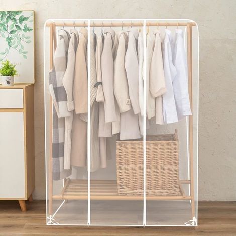 L - Housse transparente pour porte vêtements, anti poussière, avec 2 fermetures éclair durables-protection ét (1/3)
